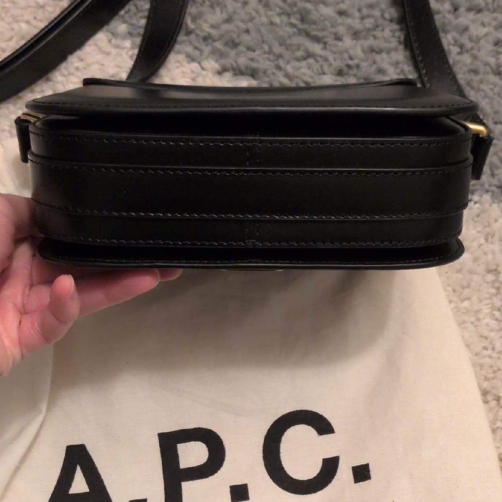 A.P.C. Grace Mini Black Leather Crossbody Bag with Gold-Tone Clasp - Picture 4 of 8